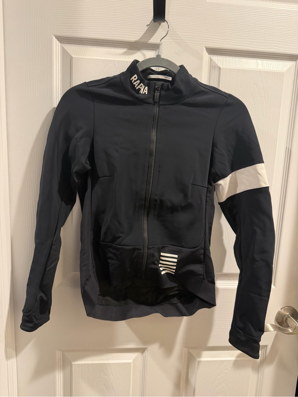 Rapha Black Performance Cycling Core Winter Jacket with White Sleeve Stripe
